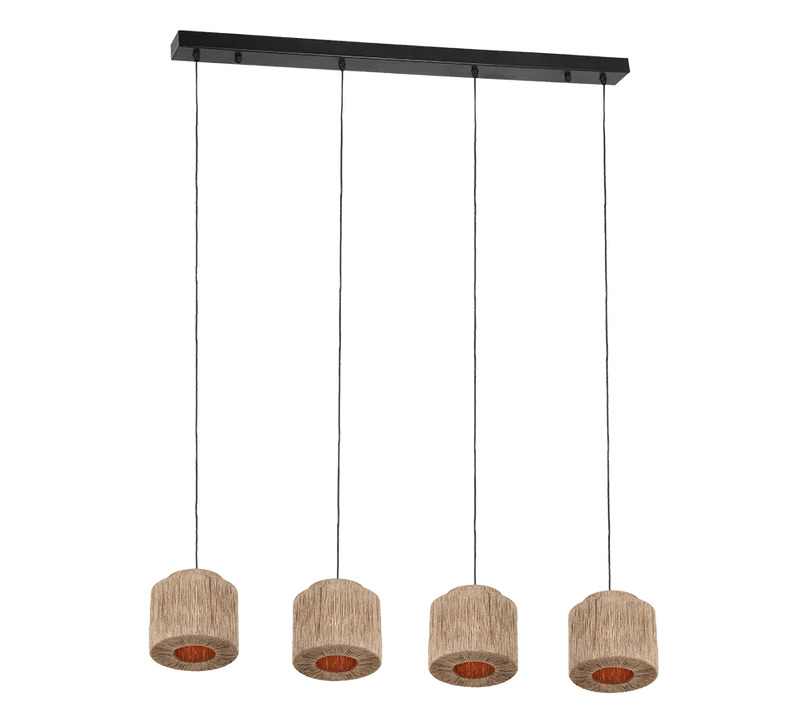 Lámpara de techo colgante Trio Smilla 4 luces negro mate 150cm 366800436