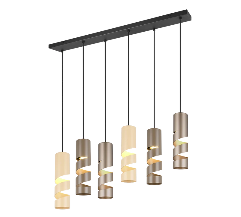 Lámpara de techo colgante Trio Stream 6 luces multicolor 150cm 364000617