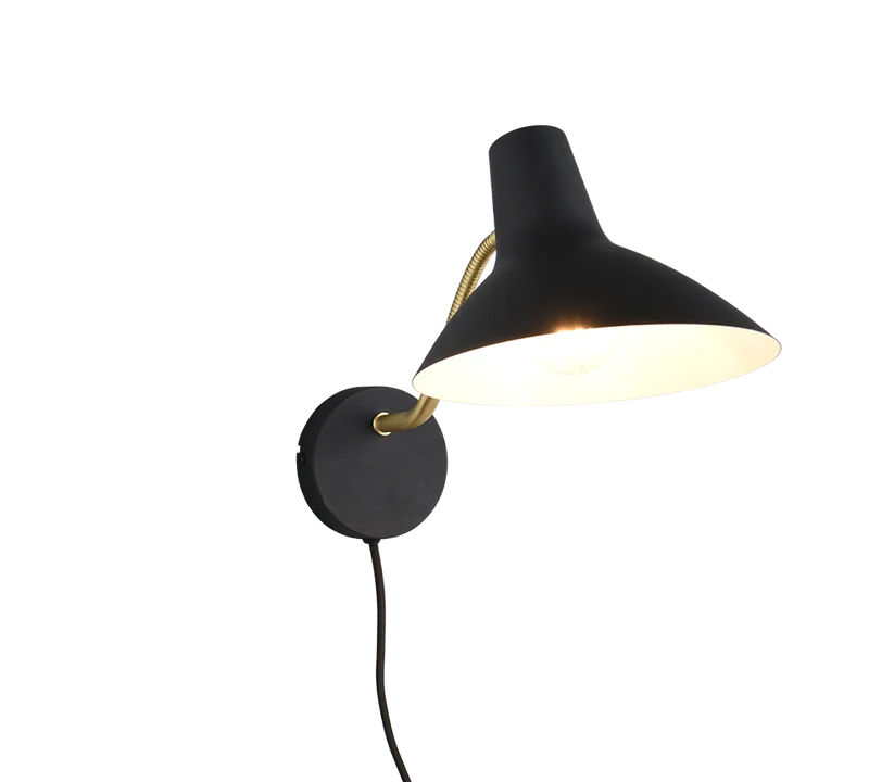 Aplique de pared Trio Traveller negro y dorado 38cm 263470180