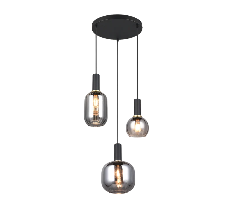 Lámpara de techo colgante Trio Diva 3 luces negro mate 150cm 319830332