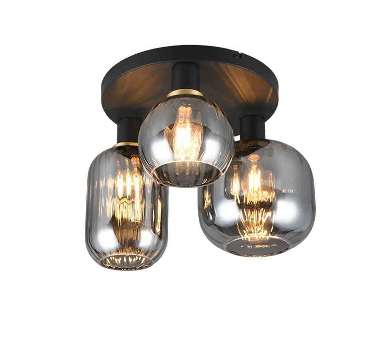 Plafón de techo Trio Diva 3 luces negro mate Ø39cm 619800332