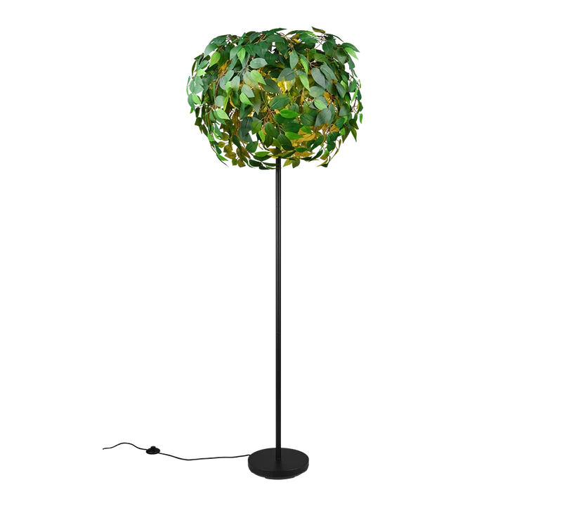 Lámpara de pie Trio Leavy 3 luces negro mate y verde 180cm R40463015