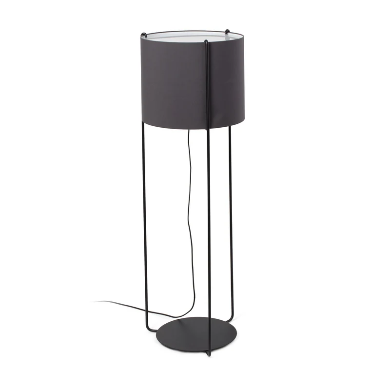 Lámpara de pie salón Faro Drum E27 LED negro y gris Ø32cm 24023-34