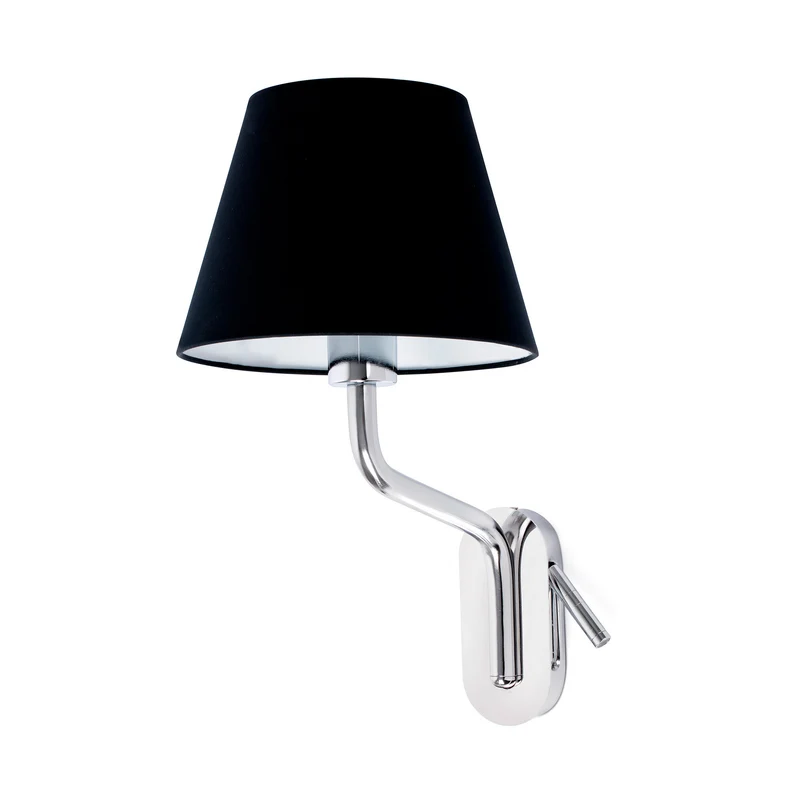 Lámpara de pared aplique Faro Eterna izquierdo con lector E27 LED cromo y negro 24007-12
