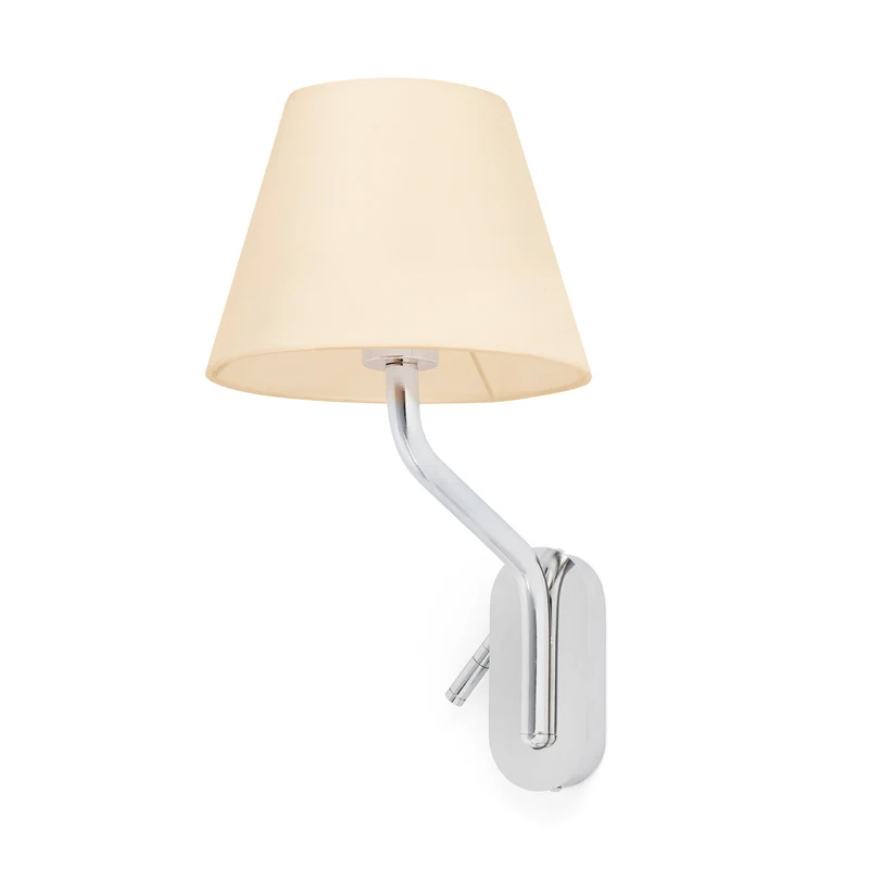 Lámpara de pared aplique Faro Eterna derecho con lector E27 LED cromo y beige 24006-11