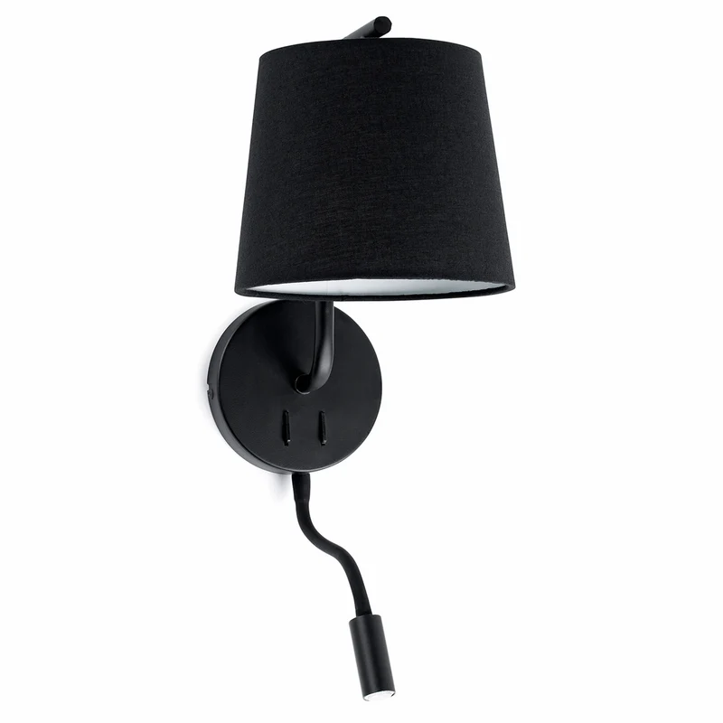 Lámpara de pared aplique Faro Berni con lector E27 LED negro 29330