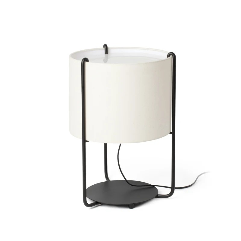 Lámpara de mesa Faro Drum E27 LED negro y beige 24020-31