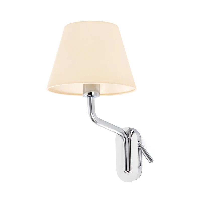 Lámpara de pared aplique Faro Eterna izquierdo con lector E27 LED cromo y beige 24007-11