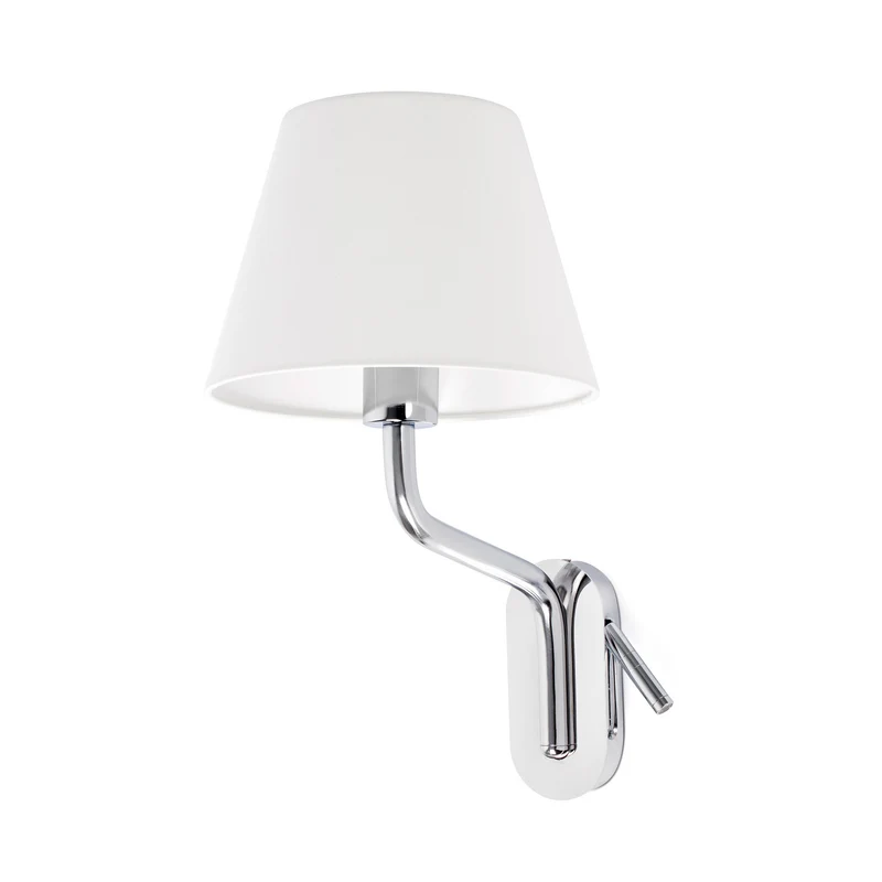 Lámpara de pared aplique Faro Eterna izquierdo con lector E27 LED cromo y blanco 24007-10