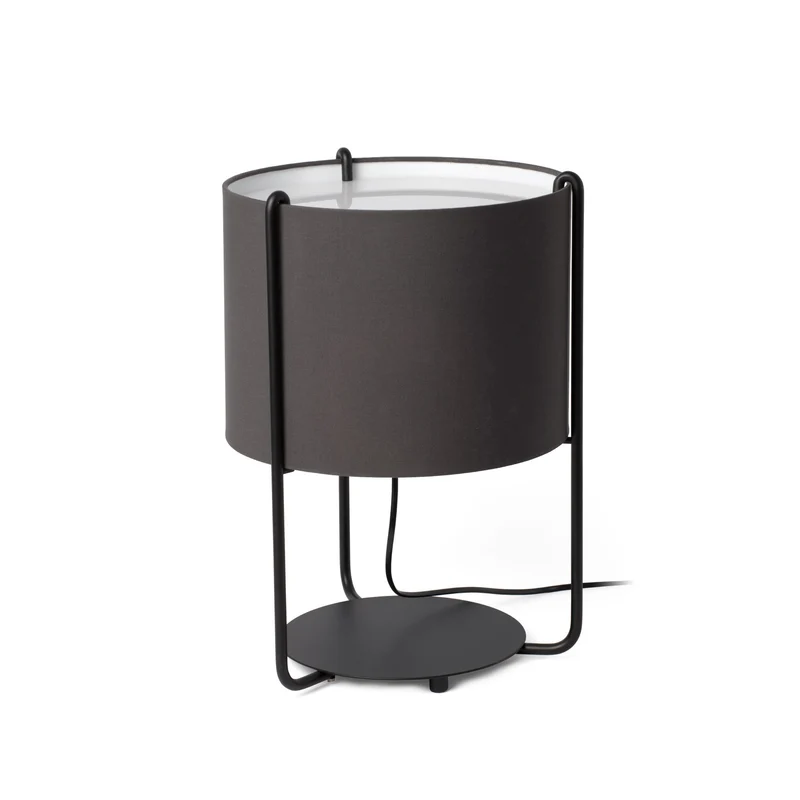 Lámpara de mesa Faro Drum E27 LED negro y gris 24020-32