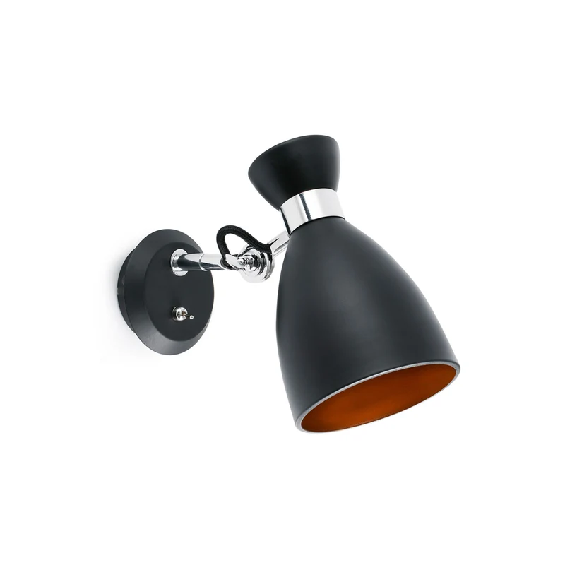 Lámpara de pared aplique Faro Retro E14 LED negro mate 20049