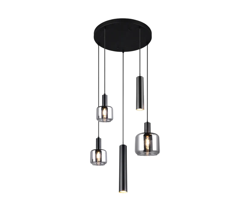 Lámpara de techo colgante Trio Mataro negro mate 150cm 364130532