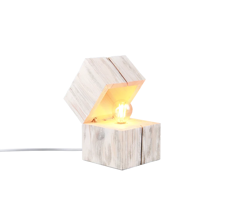 Lámpara de sobremesa Trio Treasure LED madera blanco 2700K 514110101