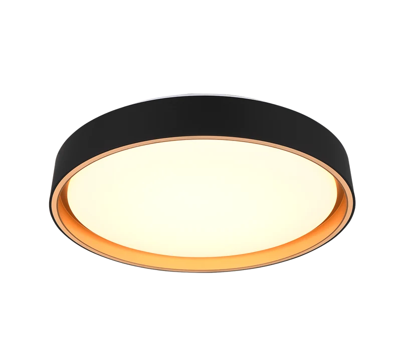 Plafón de techo Trio Felis LED negro y dorado CCT regulable con mando Ø40cm R64391080