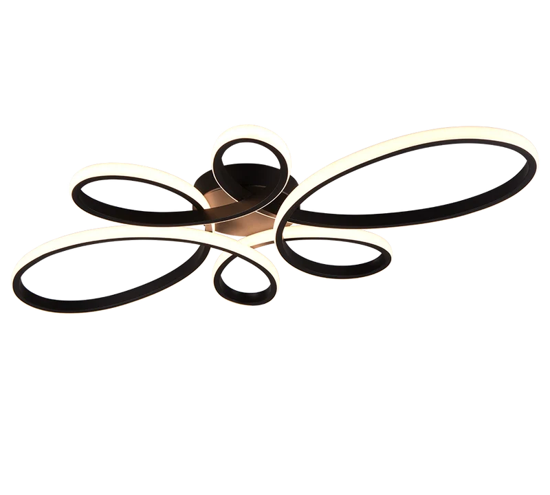 Plafón de techo Trio Fly grande LED negro mate 3000K regulable 83cm 645619132