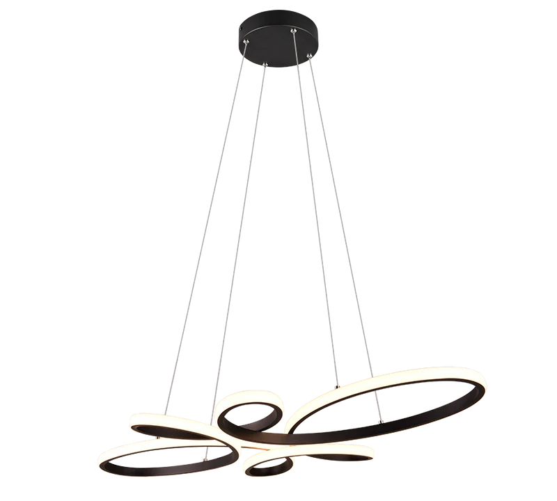 Lámpara de techo colgante Trio Fly LED negro mate 3000K regulable 150cm 345619132