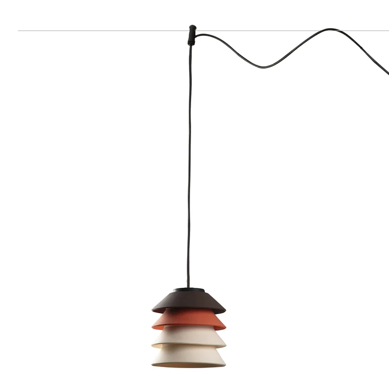 Lámpara colgante de exterior Faro Toba 24cm E27 LED marrón IP65 opal sistema 72127-167