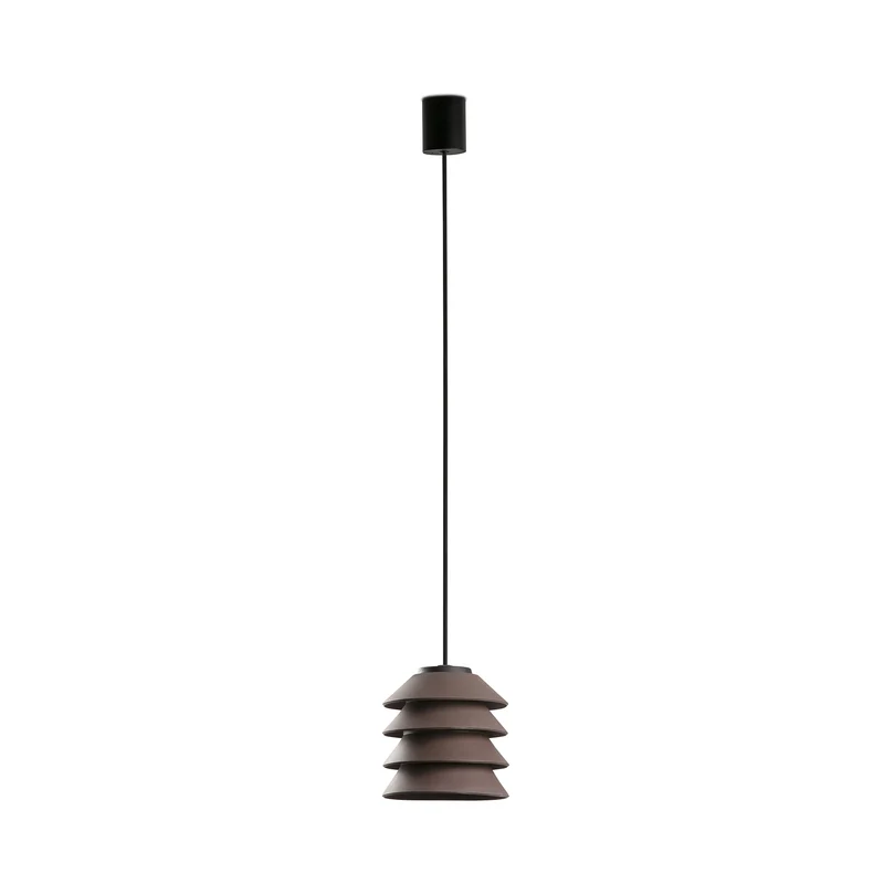 Lámpara colgante de exterior Faro Toba 24cm E27 LED marrón IP65 opal con florón 72126-165