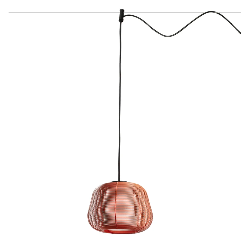 Lámpara colgante de exterior Faro Narita 28cm E27 LED naranja IP65 opal sistema 72123