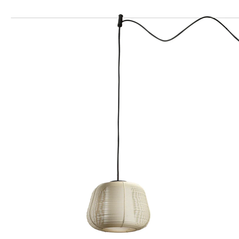 Lámpara colgante de exterior Faro Narita 28cm E27 LED beige IP65 opal sistema 72120