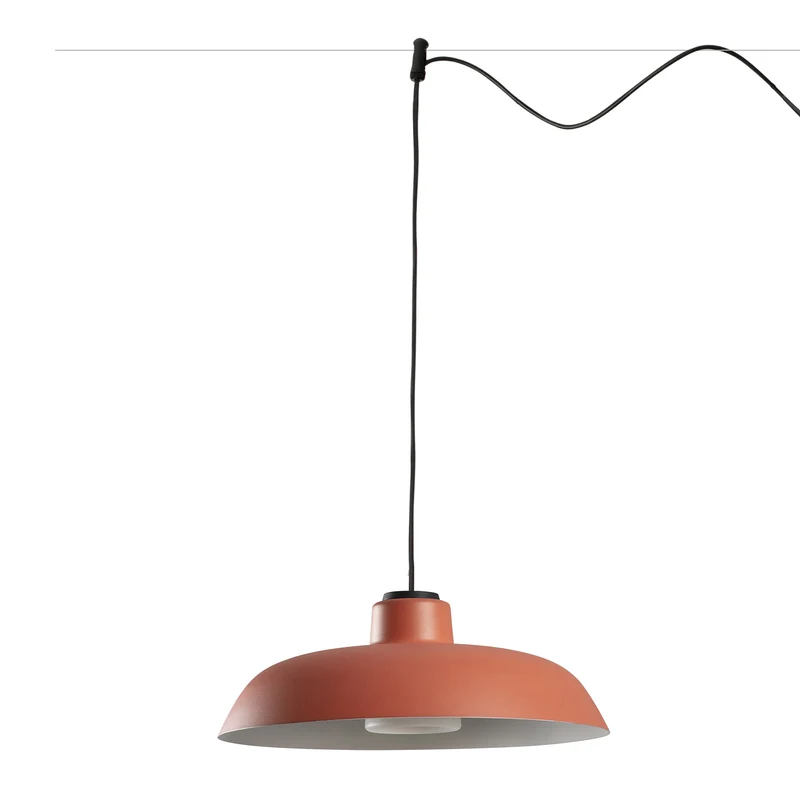 Lámpara colgante de exterior Faro Saga 26cm E27 LED naranja IP65 opal sistema 72138