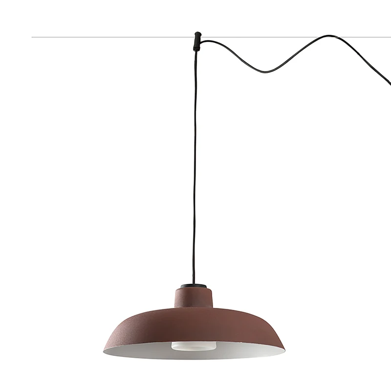 Lámpara colgante de exterior Faro Saga 26cm E27 LED marrón oxido IP65 opal sistema 72137