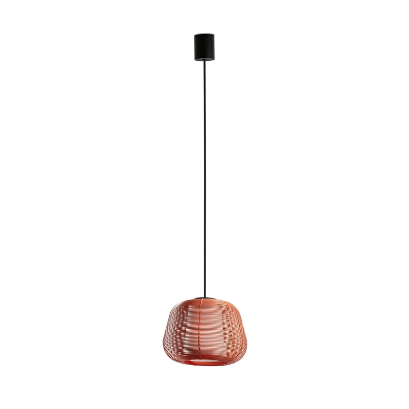 Lámpara colgante de exterior Faro Narita 28cm E27 LED naranja IP65 opal con florón 72126-162
