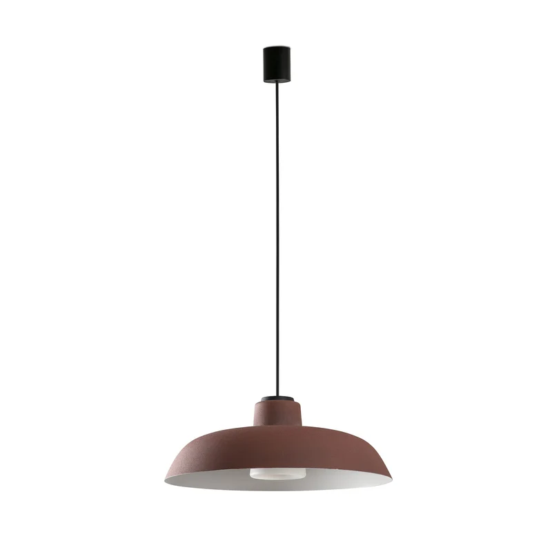 Lámpara colgante de exterior Faro Saga 26cm E27 LED marrón oxido IP65 opal con florón 72126-171