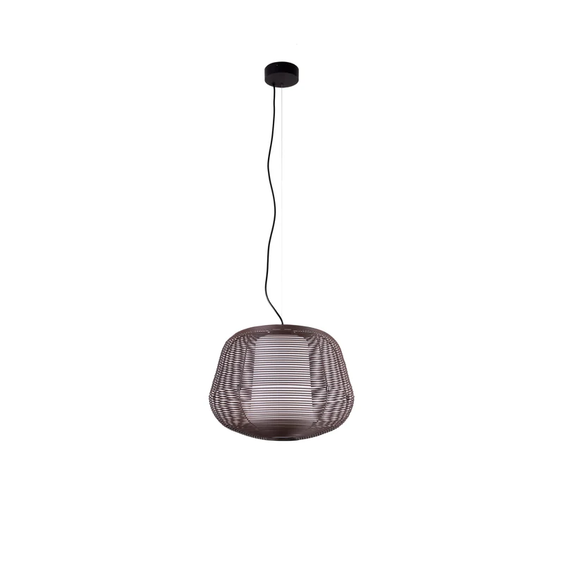Lámpara colgante de exterior Faro Nara 35cm E27 LED marrón oxido IP65 opal 72104-157