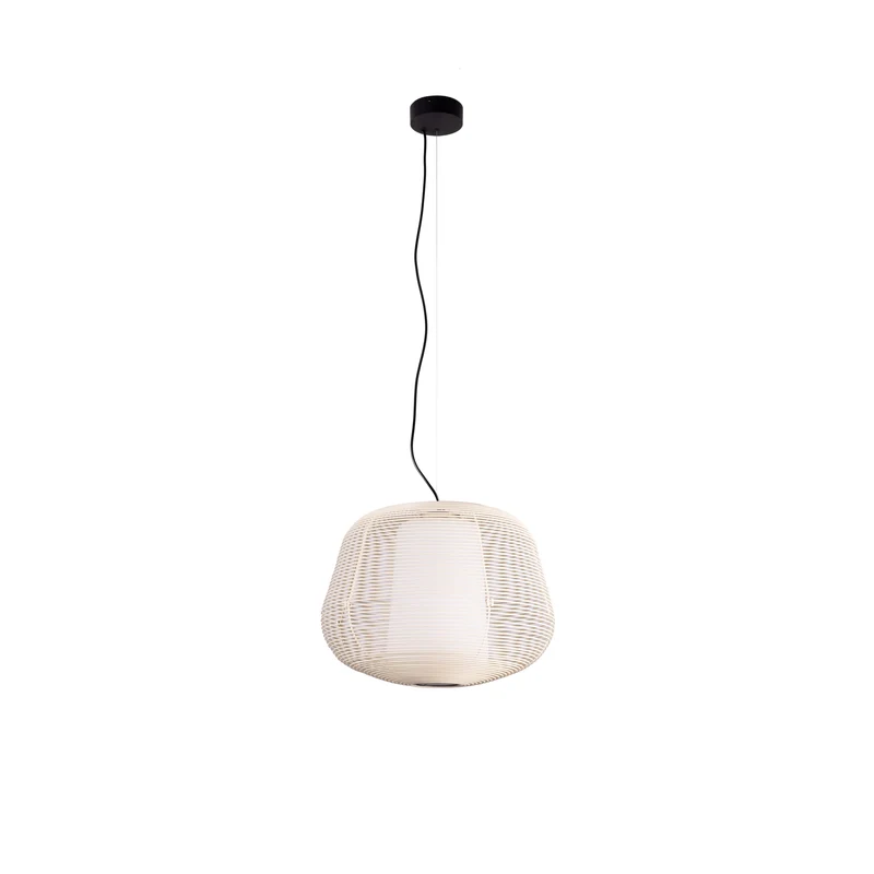 Lámpara colgante de exterior Faro Nara 35cm E27 LED beige IP65 opal 72104-155