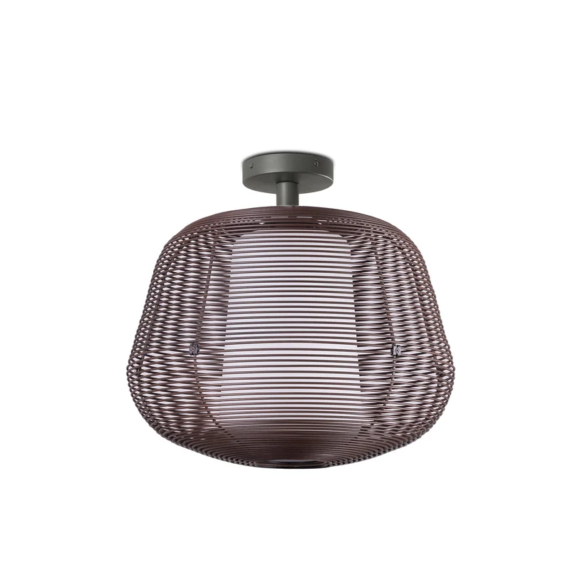 Lámpara de mesa de exterior portátil Faro Nara E27 LED marrón oxido IP65 opal 72102-157