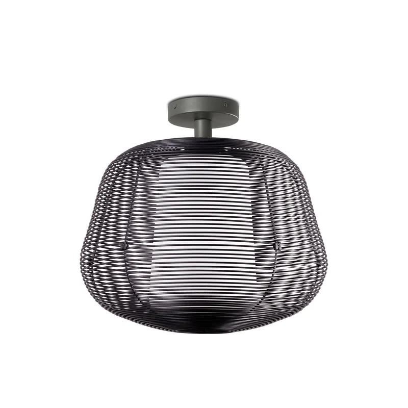 Lámpara colgante de exterior Faro Nara 45cm E27 LED negro IP65 opal 72109-156