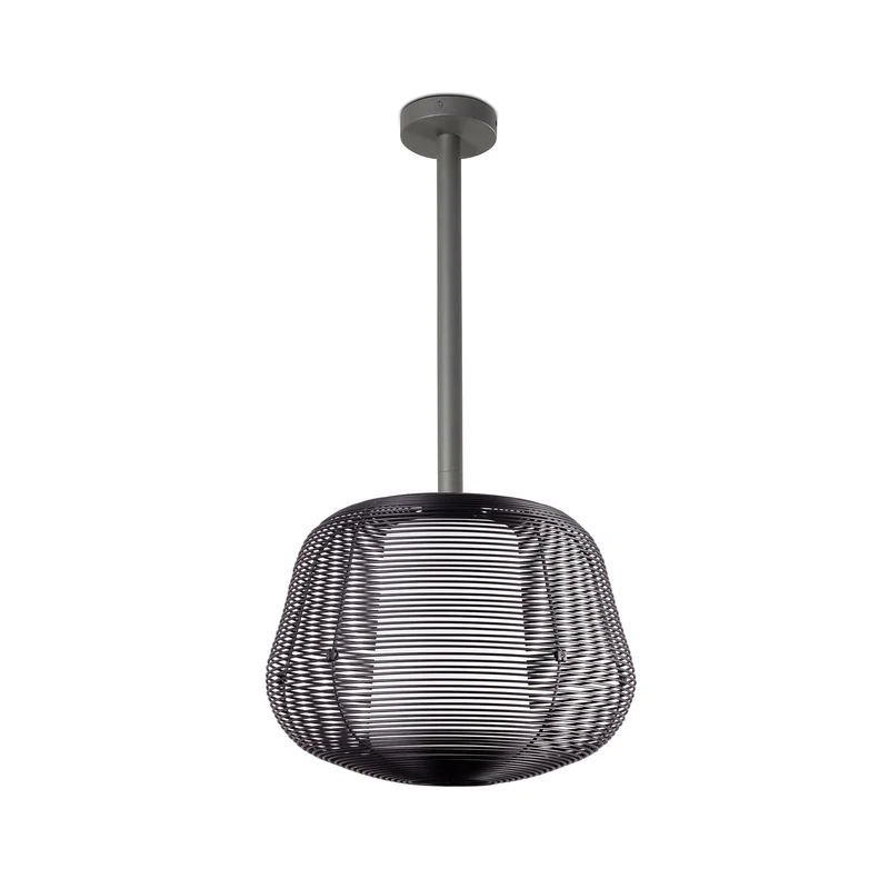 Lámpara colgante de exterior Faro Nara 85cm E27 LED negro IP65 opal 72110-156
