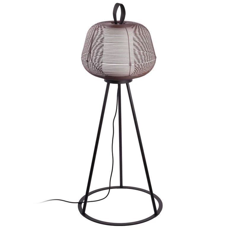 Lámpara de pie de exterior Faro Nara E27 LED marrón oxido IP65 opal 72103-157