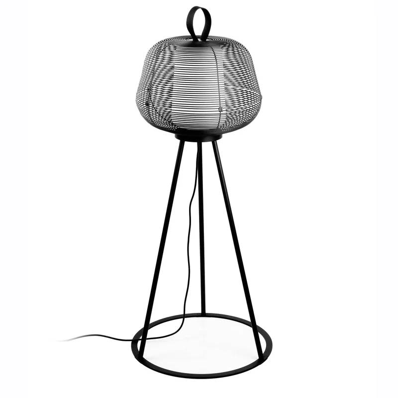 Lámpara de pie de exterior Faro Nara E27 LED negro mate IP65 opal 72103-156