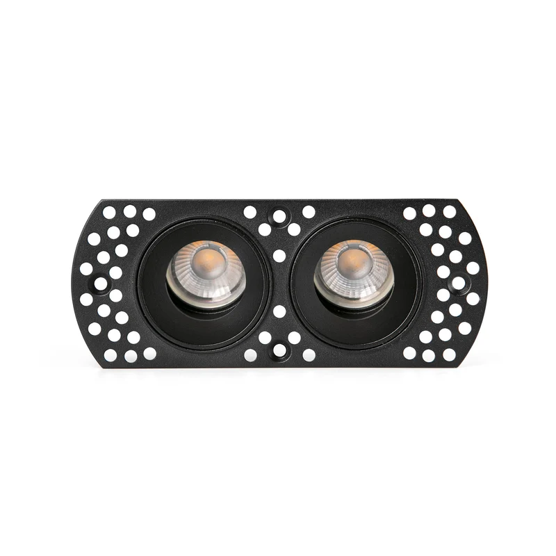 Downlight empotrable de techo Faro Flic 2 luces GU10 LED negro IP20 44113