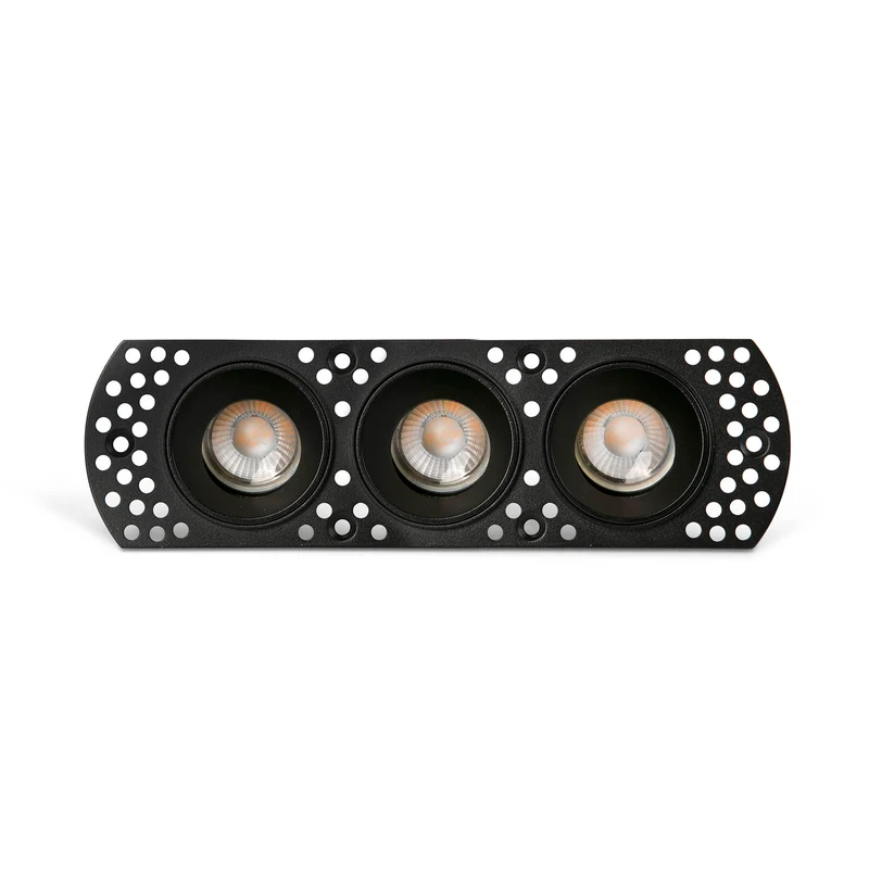 Downlight empotrable de techo Faro Flic 3 luces GU10 LED negro IP20 44115