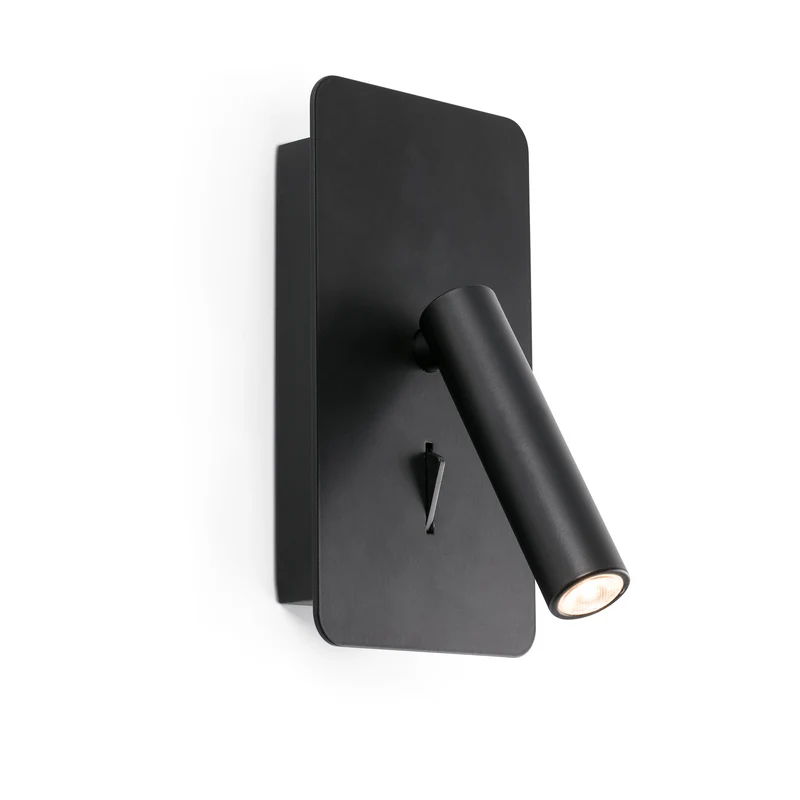 Lámpara de pared aplique Faro Suau con lector LED negro mate 3000K 62116N