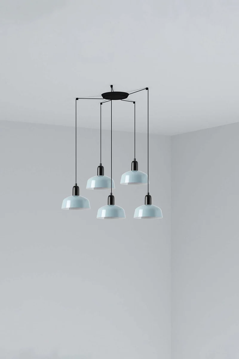 Lámpara de techo colgante Faro Tatawin 5 luces E27 LED azul grisaceo 20340-142-5L