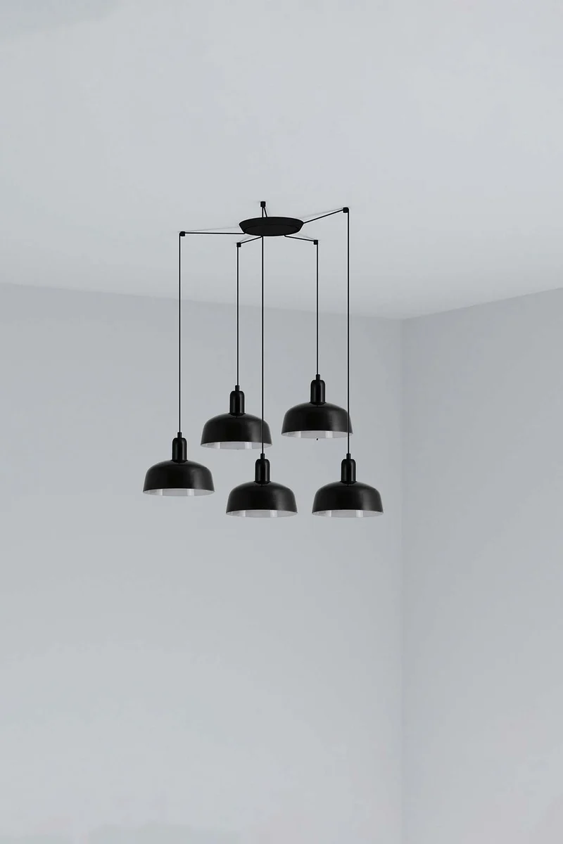 Lámpara de techo colgante Faro Tatawin 5 luces E27 LED negro 20340-141-5L