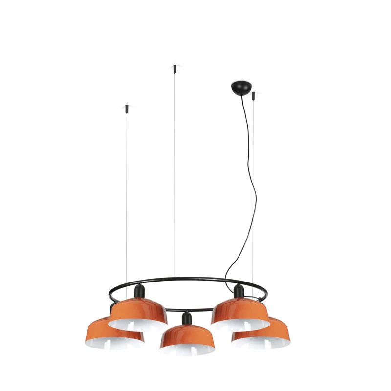 Lámpara de techo colgante Faro Tatawin 5 luces E27 LED naranja 20343-148-5L