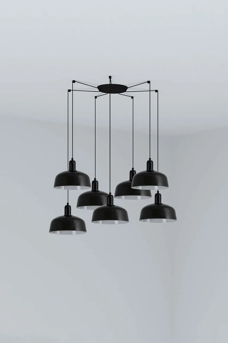 Lámpara de techo colgante Faro Tatawin 7 luces E27 LED negro 20340-146-7L