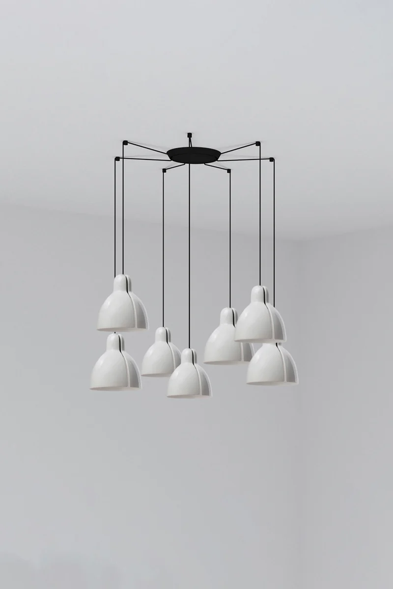 Lámpara de techo colgante Faro Venice 7 luces E27 LED blanco brillo 64255-124-7L