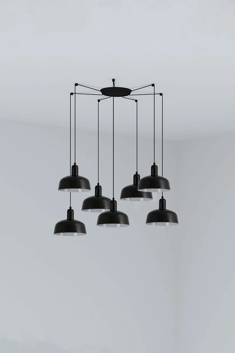 Lámpara de techo colgante Faro Tatawin 7 luces E27 LED negro 20340-141-7L