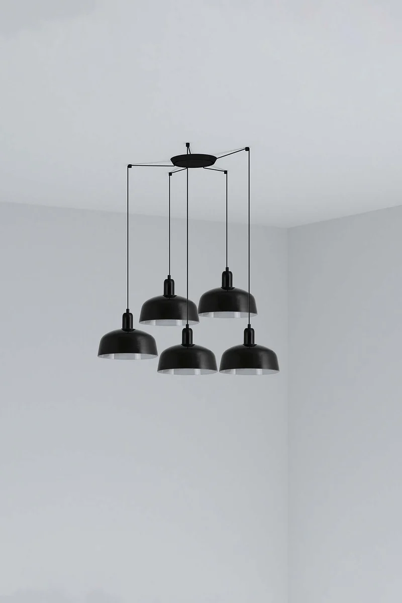Lámpara de techo colgante Faro Tatawin 5 luces E27 LED negro 20340-146-5L
