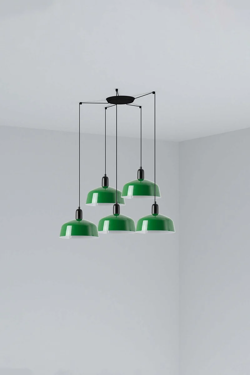 Lámpara de techo colgante Faro Tatawin 5 luces E27 LED verde 20340-149-5L