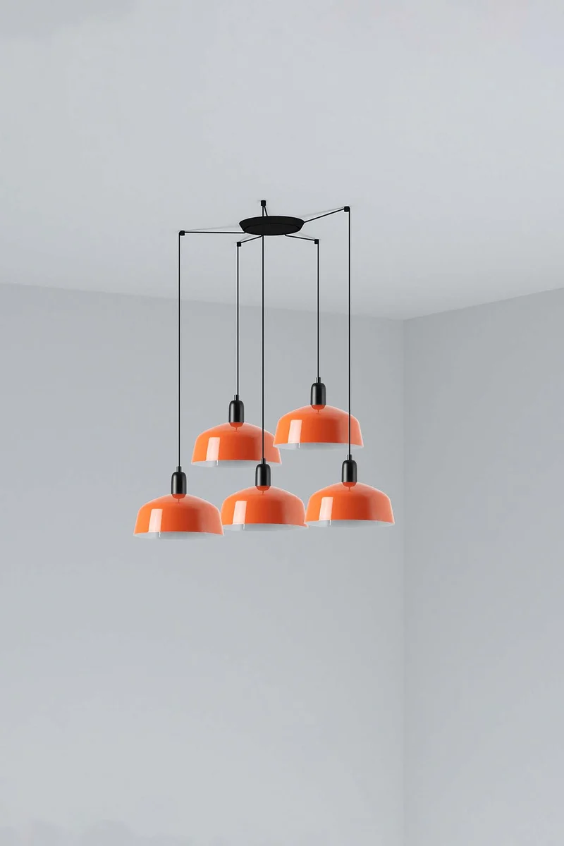 Lámpara de techo colgante Faro Tatawin 5 luces E27 LED naranja rojizo 20340-148-5L