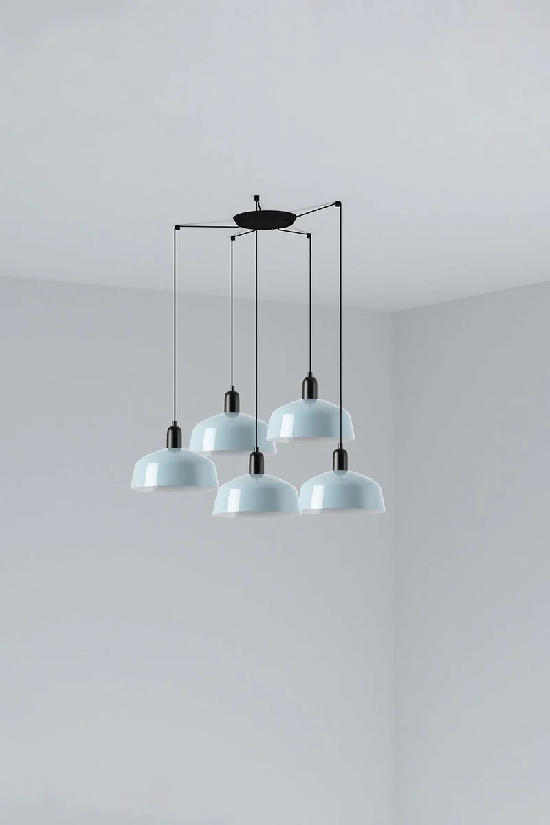 Lámpara de techo colgante Faro Tatawin 5 luces E27 LED azul grisaceo 20340-147-5L