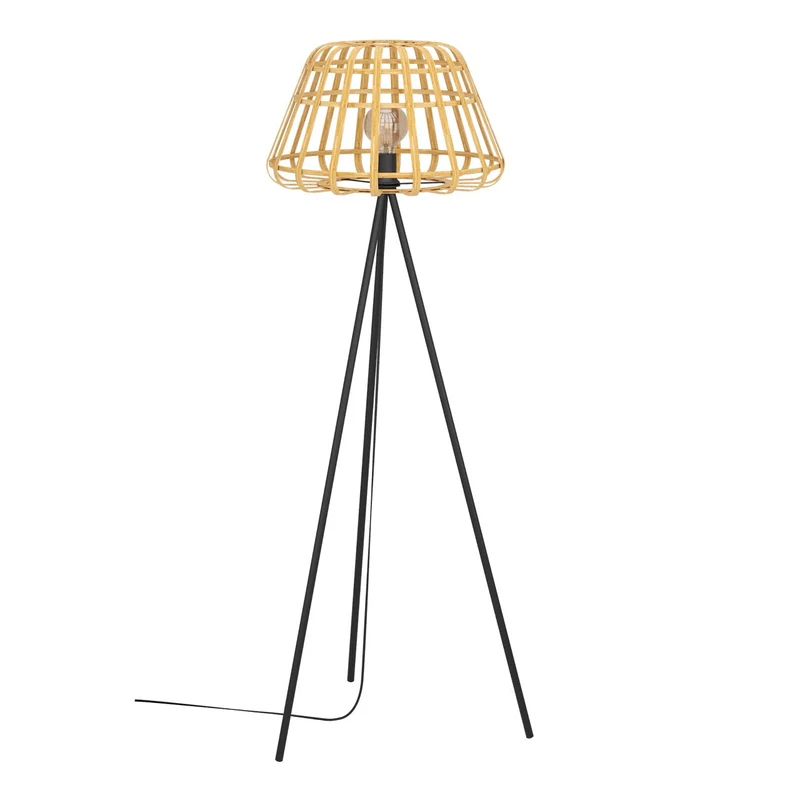 EGLO Montezuelo Lámpara de pie acero madera negro para salón y dormitorio