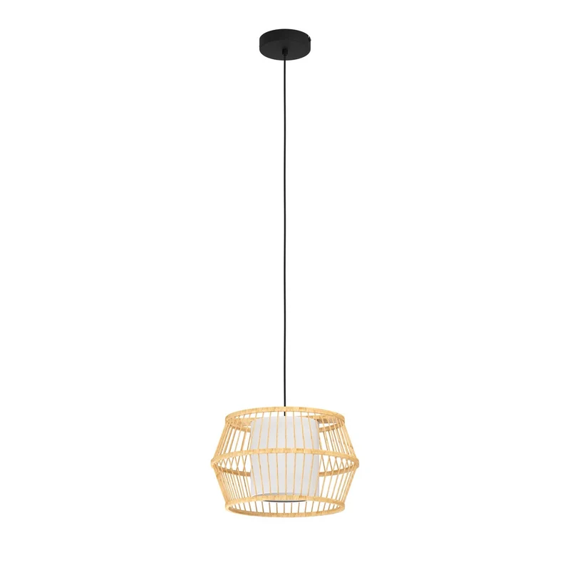 EGLO Monterroso Lámpara de techo colgante acero madera negro blanco para salón y comedor